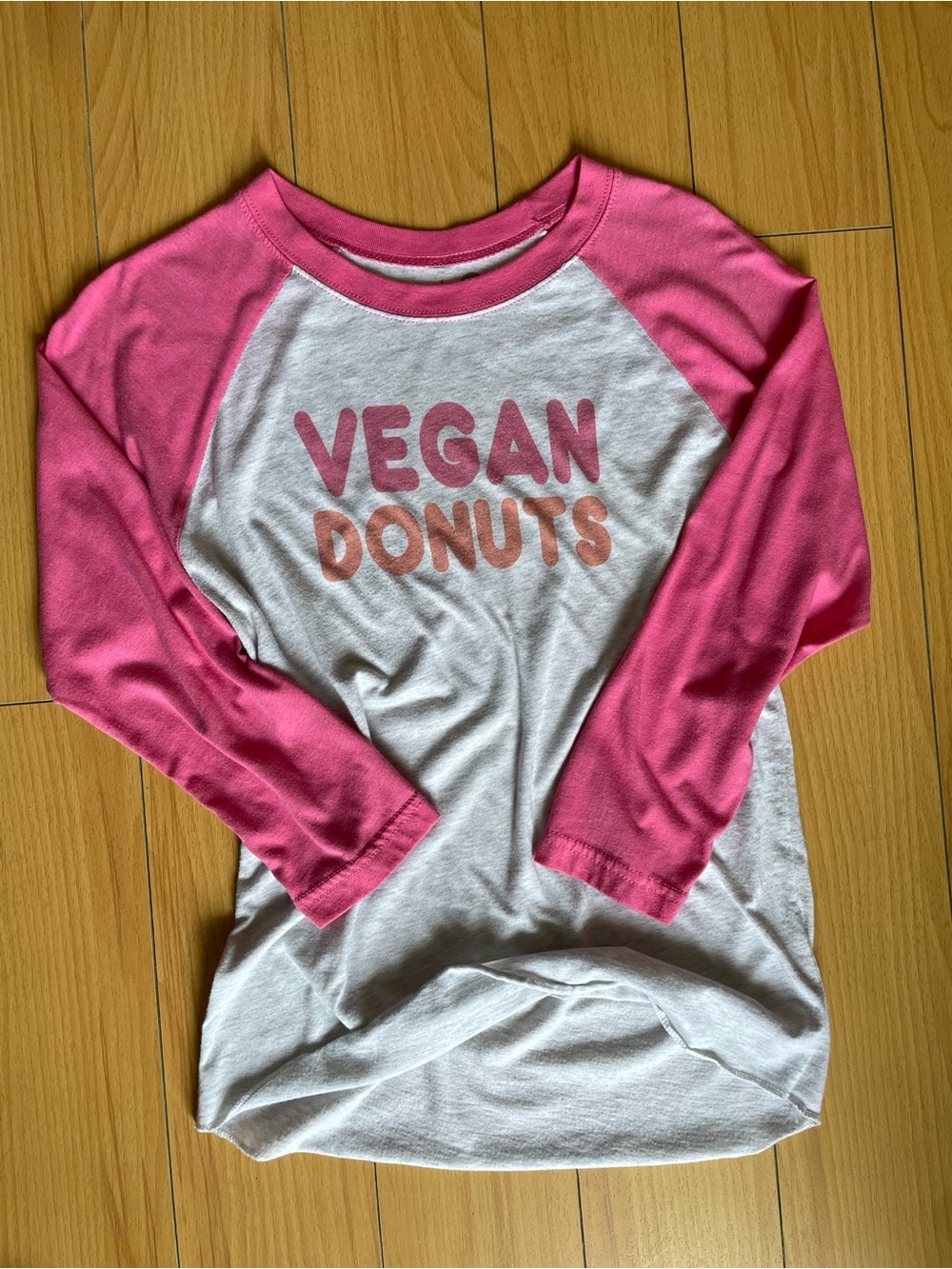 Vegan Donuts Pink & White Raglan Tee